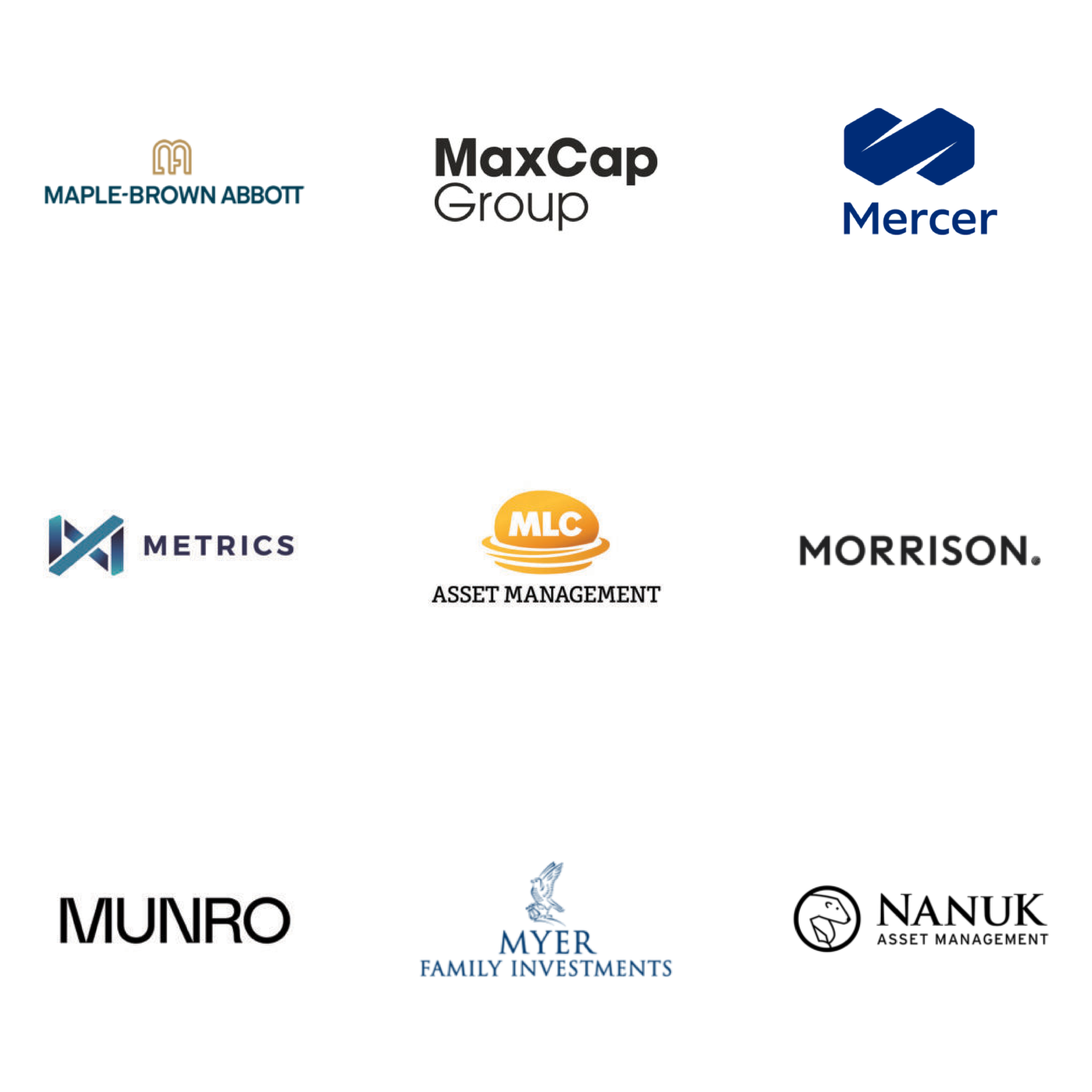 A 3x3 grid displaying the logos of some of the Investor Group on Climate Change's member organisations